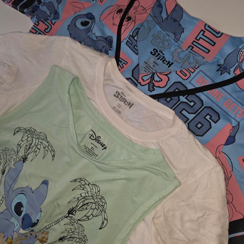 Disney Stitch 626 Baseball Jersey Aloha Crop Top Shirt Womens 3 Piece Lot